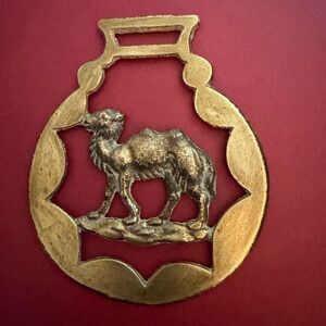 Vintage Brass Camel Horse Harness Medallion Made In England 3.75” Ht. x 3 2/8” W